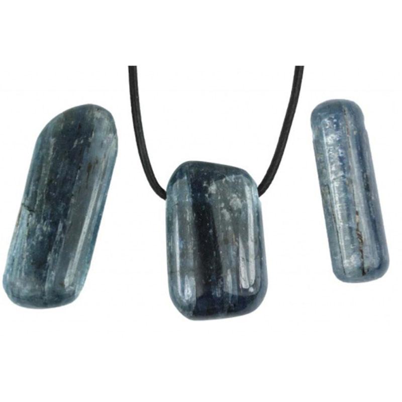 Pendentif cyanite Inde A (pierre trouée) + cordon