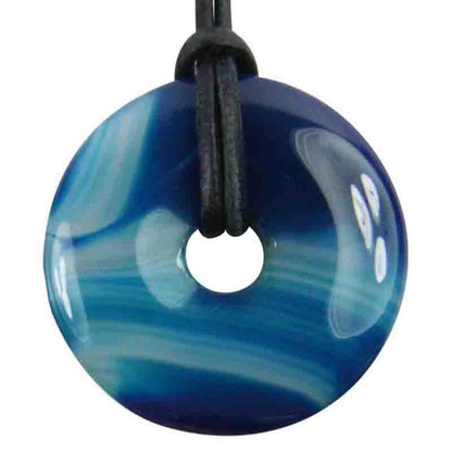 Donut ou PI Chinois agate teintée bleue (4cm)