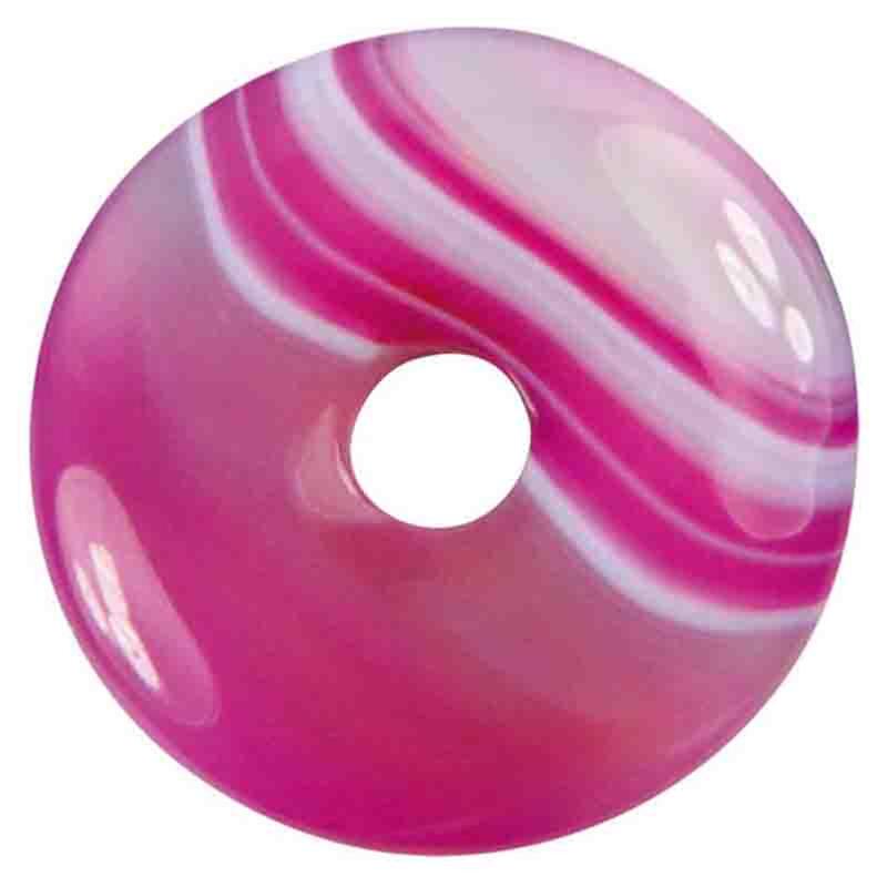 Donut ou PI Chinois agate teintée rose (4cm)