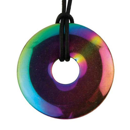 Donut ou PI Chinois hématite arc en ciel (4cm)