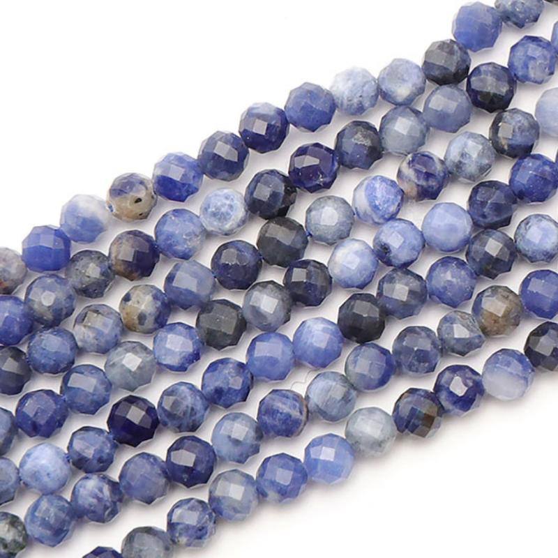 Fil sodalite Brésil A perles facettées 3-4mm