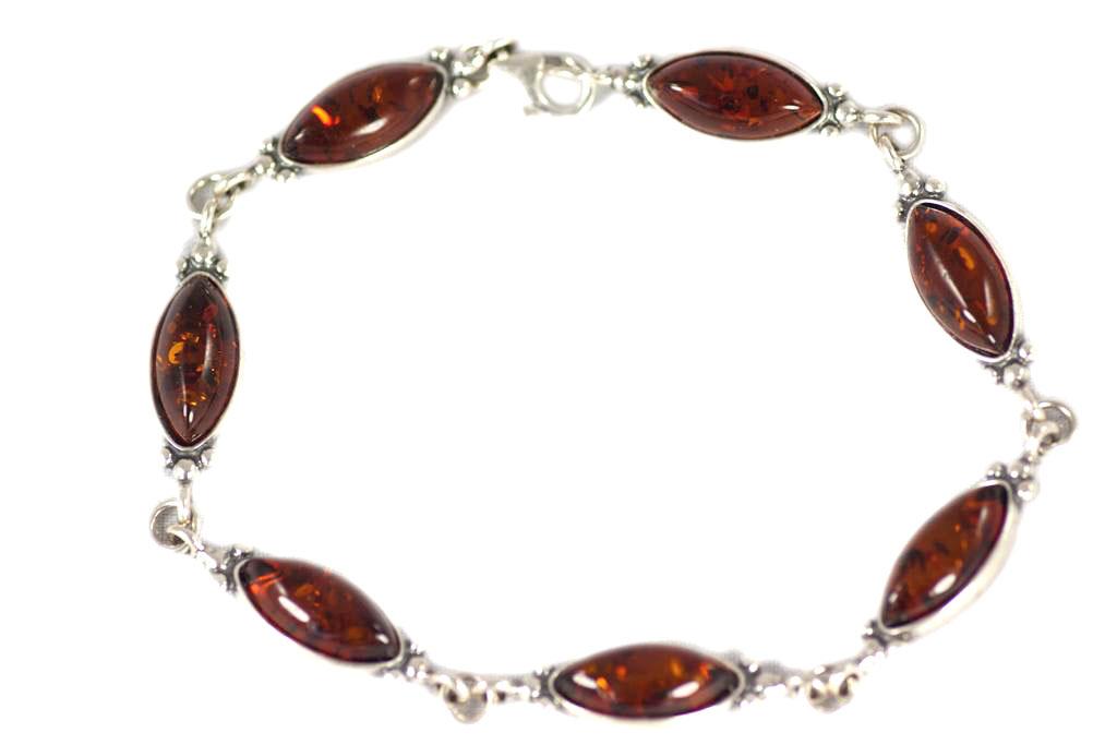 Bracelet ambre cognac argent 925