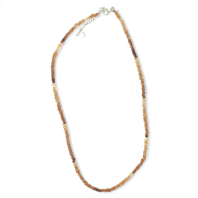 Collier grenat brun hessonite Tanzanie AA argent 925