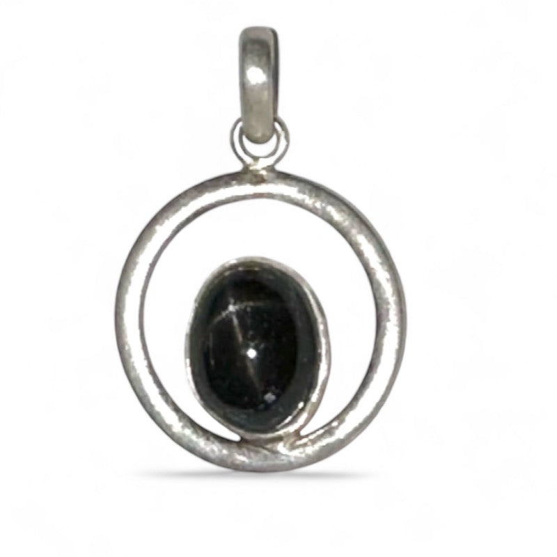 Pendentif diopside étoilé (black star) Inde AA argent 925