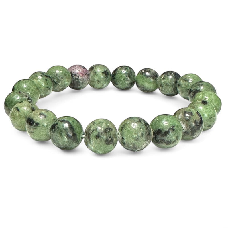 Bracelet rubis sur zoisite Tanzanie A (boules 10mm)