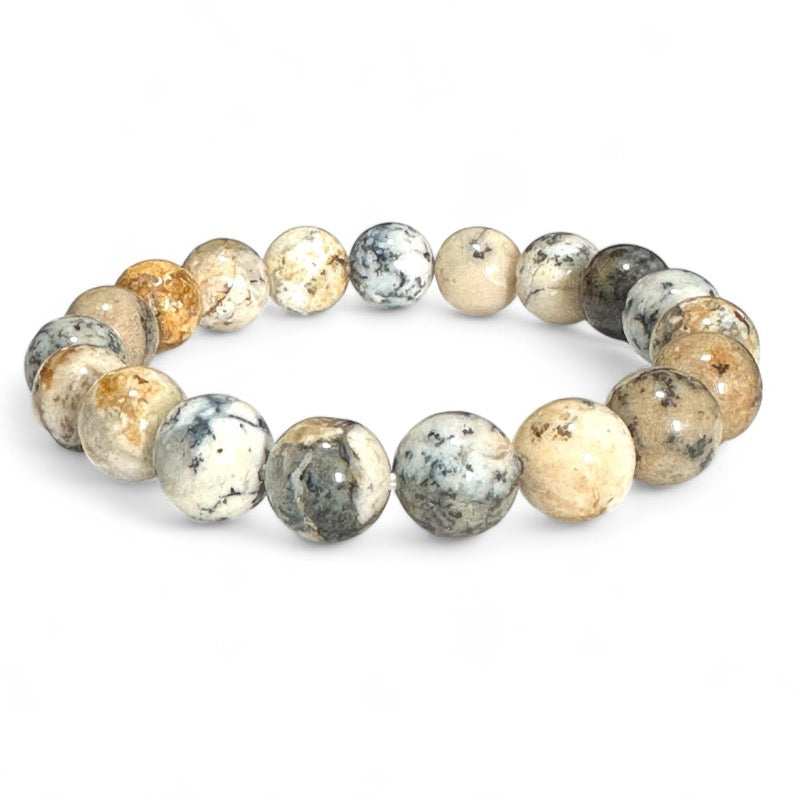 Bracelet agate dentrite Brésil A (boules 10mm)