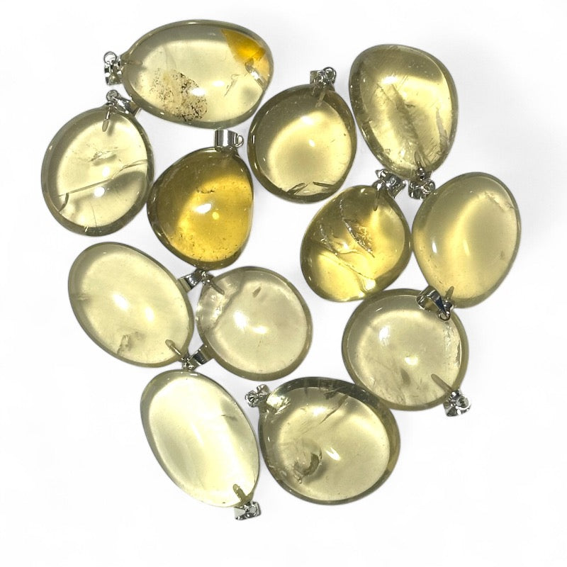 Natural citrine pendant tumbled stone 925 silver buckle