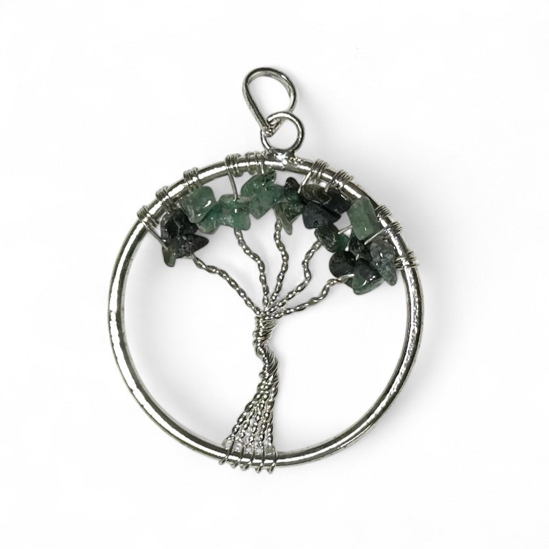 Emerald tree of life pendant Brazil A 35-40mm stainless steel