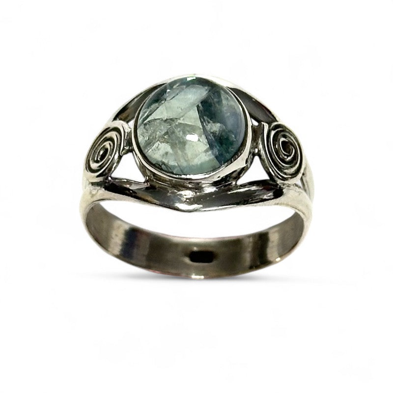 Bague apatite bleu verte Brésil AA argent 925