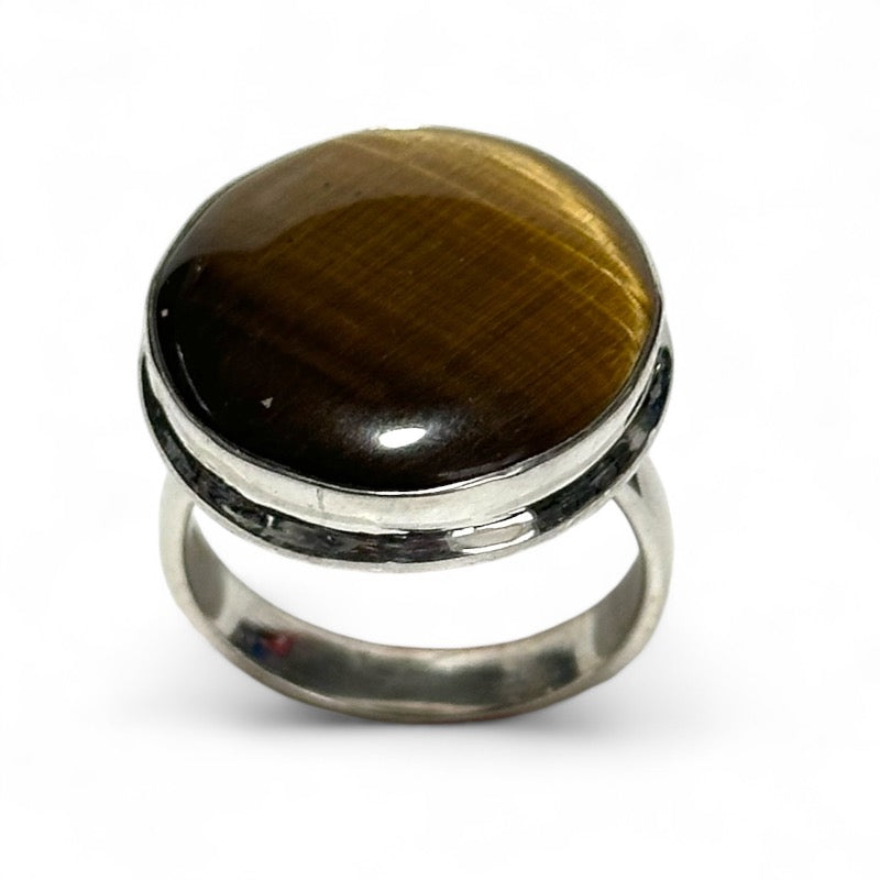 Bague oeil de tigre Afrique du Sud AA argent 925 - Taille 60