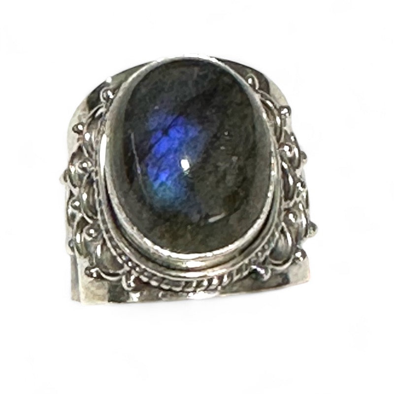 Bague labradorite Madagascar A argent 925 - 55