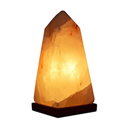 Lampe de sel Himalaya naturel &quot;Obélisque&quot; 19cm avec base en bois (2,1kg)