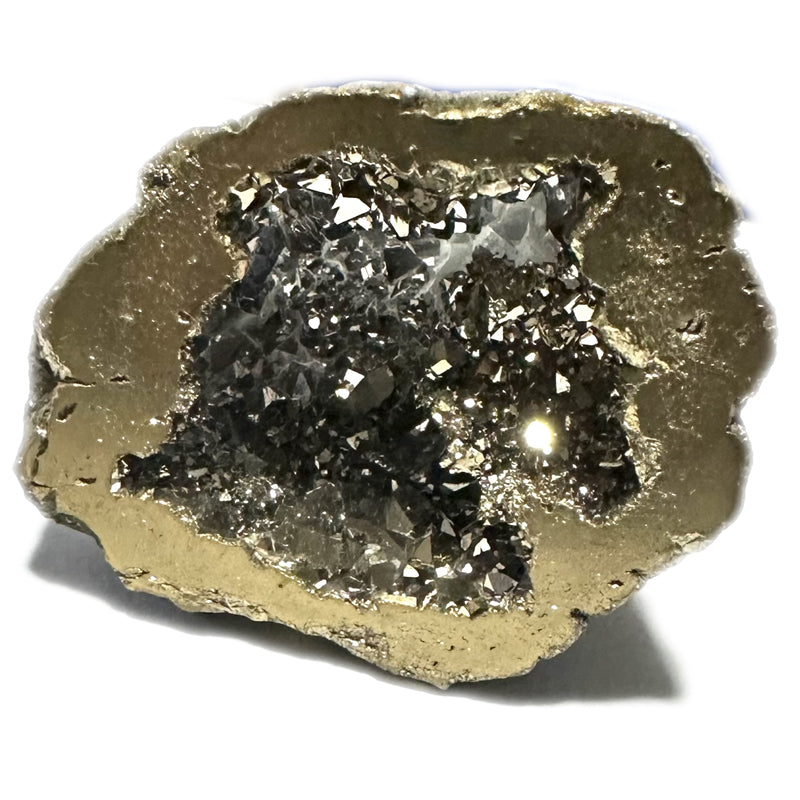 Mini gold vaporized quartz geode Morocco A