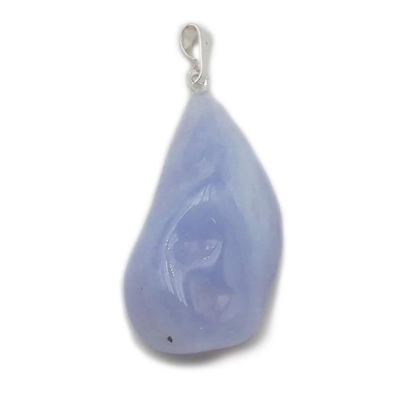 Pendentif calcédoine bleue Namibie A+ (pierre roulée)