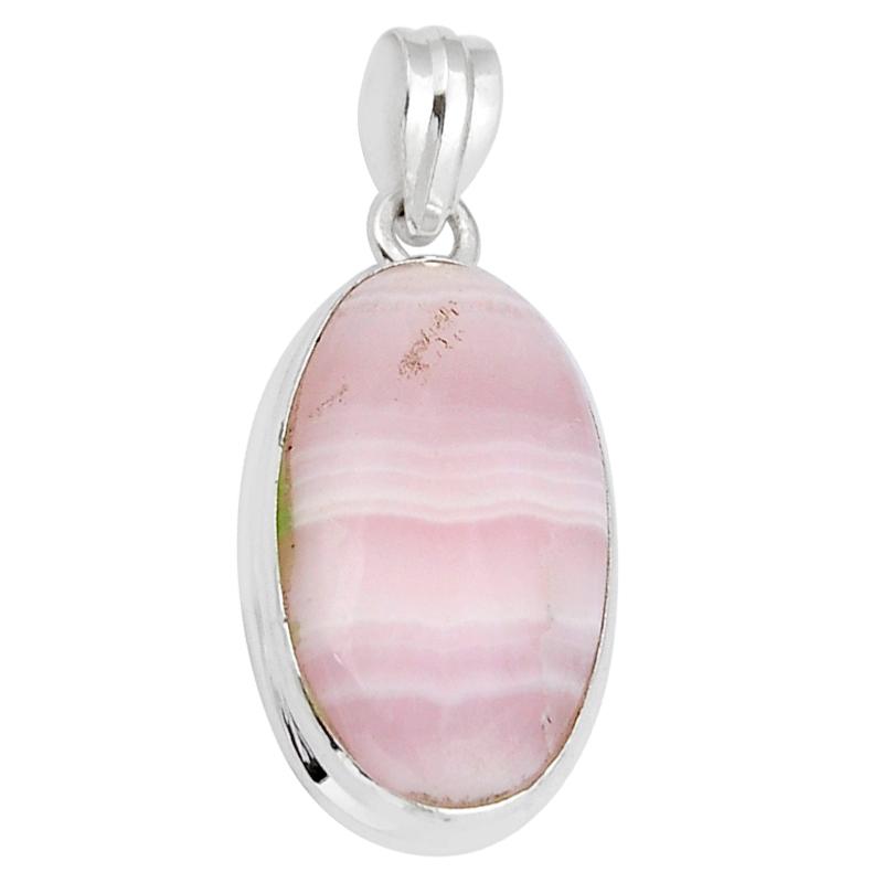 Pendentif calcédoine rose Namibie AA argent 925