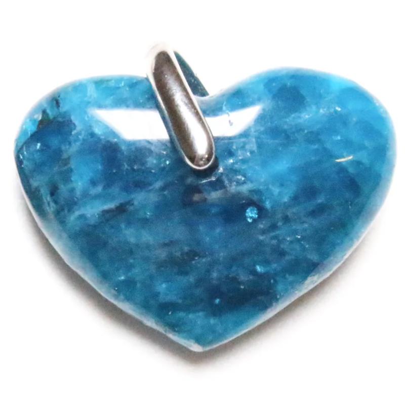 Pendentif coeur apatite bleue Madagascar AA (25mm)