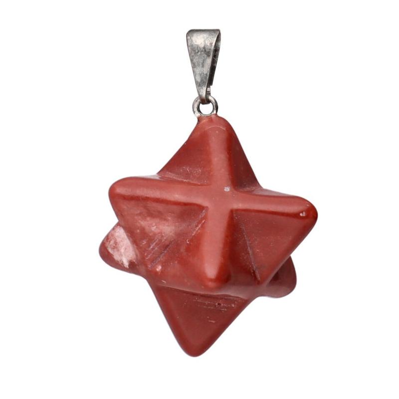 Pendentif Merkaba jaspe rouge