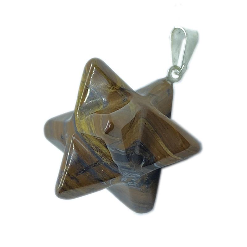 Pendentif Merkaba oeil de tigre