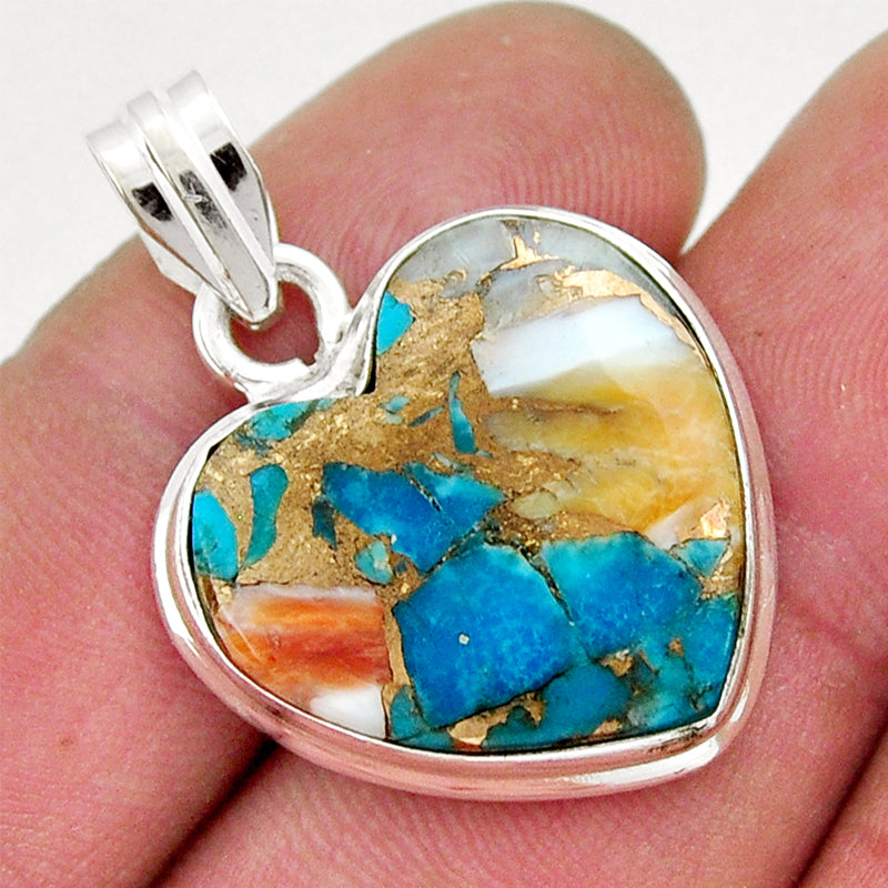 Spiny Oyster Arizona Turquoise Pendant (Kingman) AAA 925 Silver