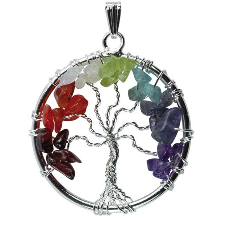 Pendentif 7 chakras &quot;arbre de vie&quot;