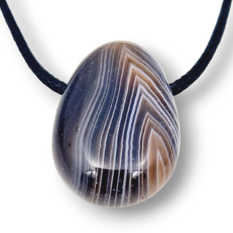 Pendentif agate Botswana A (pierre trouée) + cordon