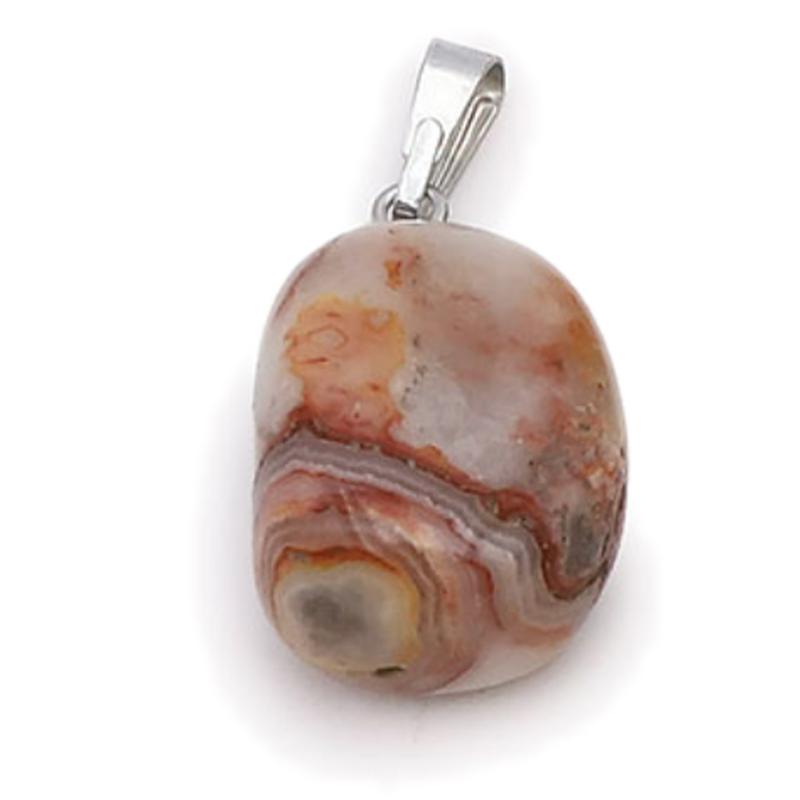 Pendentif agate crazy lace Mexique A (pierre roulée)