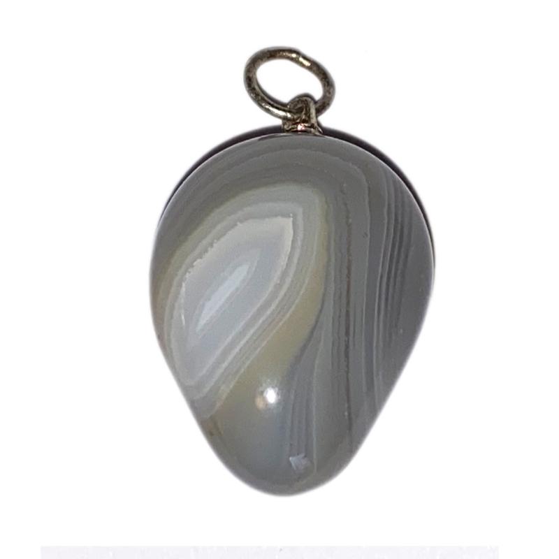 Pendentif agate grise Inde A (pierre roulée)