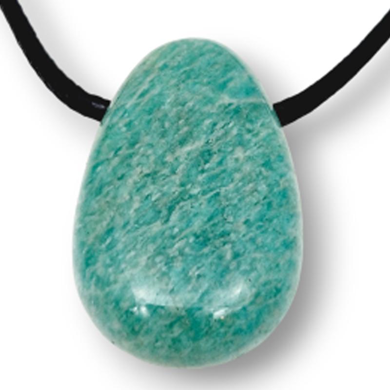 Pendentif amazonite Russie A (pierre trouée) + cordon 