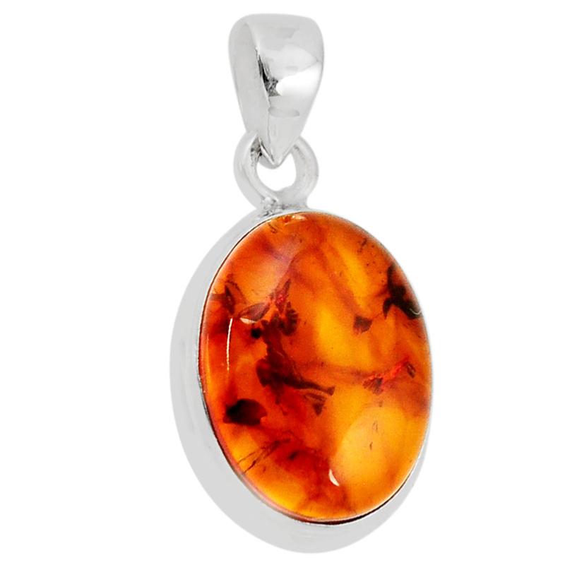 Pendentif ambre cognac Lituanie AA argent 925