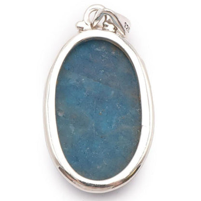 Pendentif apatite bleue Madagascar argent 925 AA+