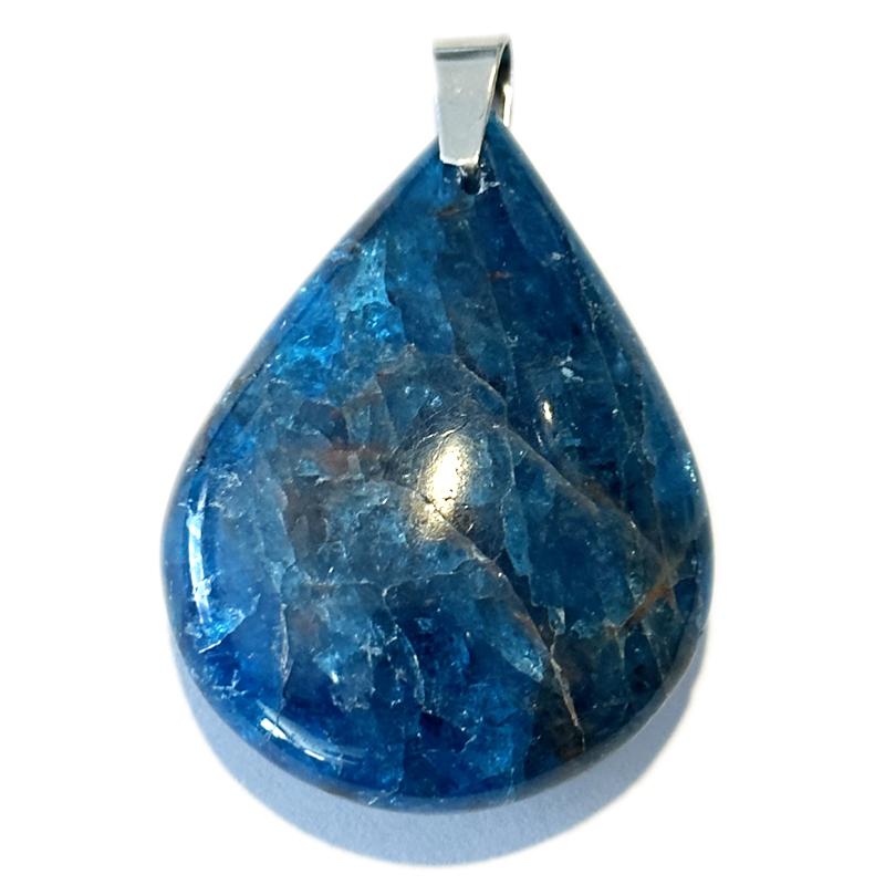 Pendentif apatite bleue Madagascar AA goutte 35-45mm