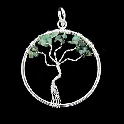 Pendentif arbre de vie émeraude Brésil A 35-40mm acier inoxydable