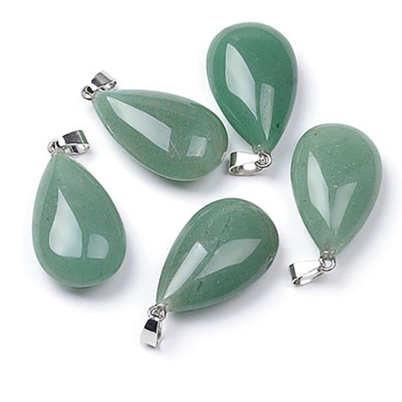 Pendentif aventurine verte Brésil A goutte acier inoxydable