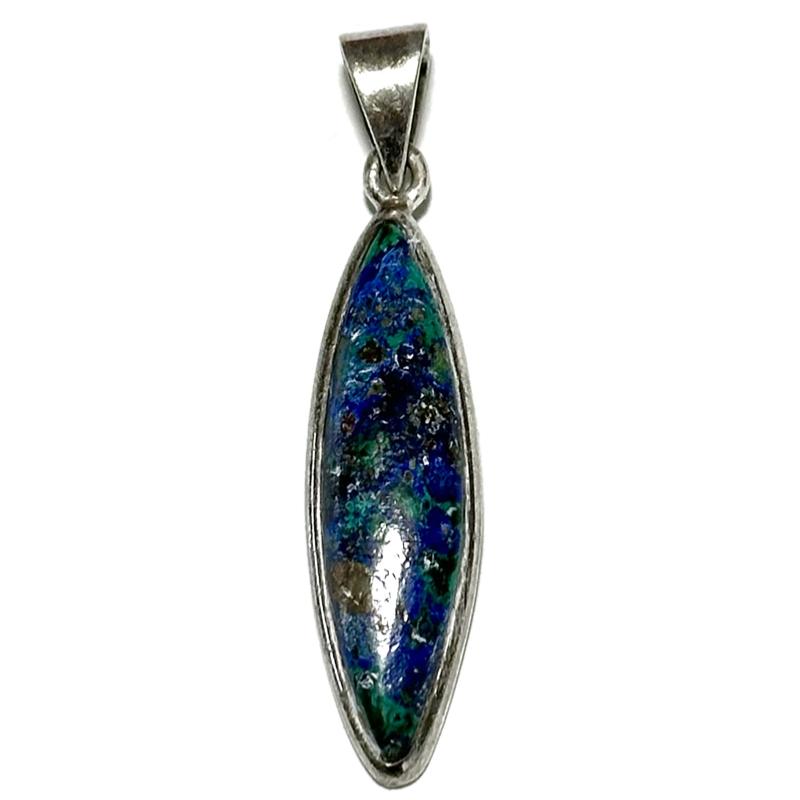 Pendentif azurite malachite Pérou AA argent 925