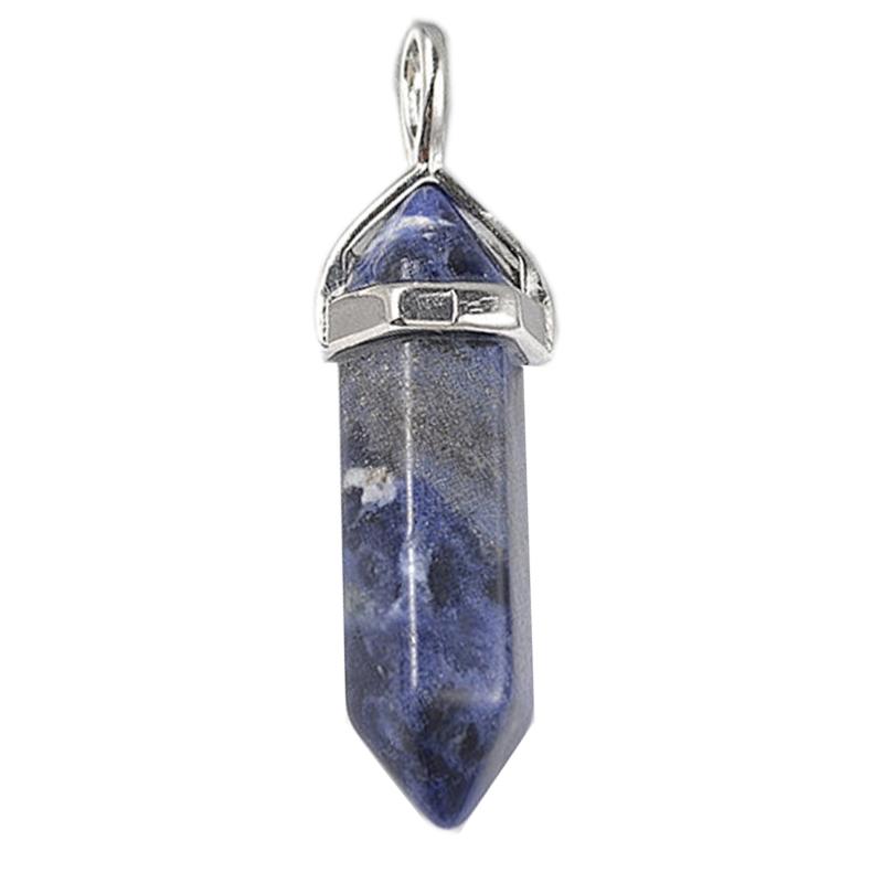 Pendentif pointe biterminée de sodalite Brésil A acier inoxydable