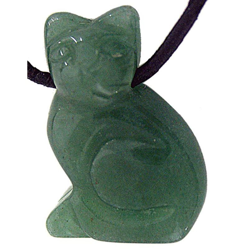 Pendentif chat 25mm aventurine verte Brésil A