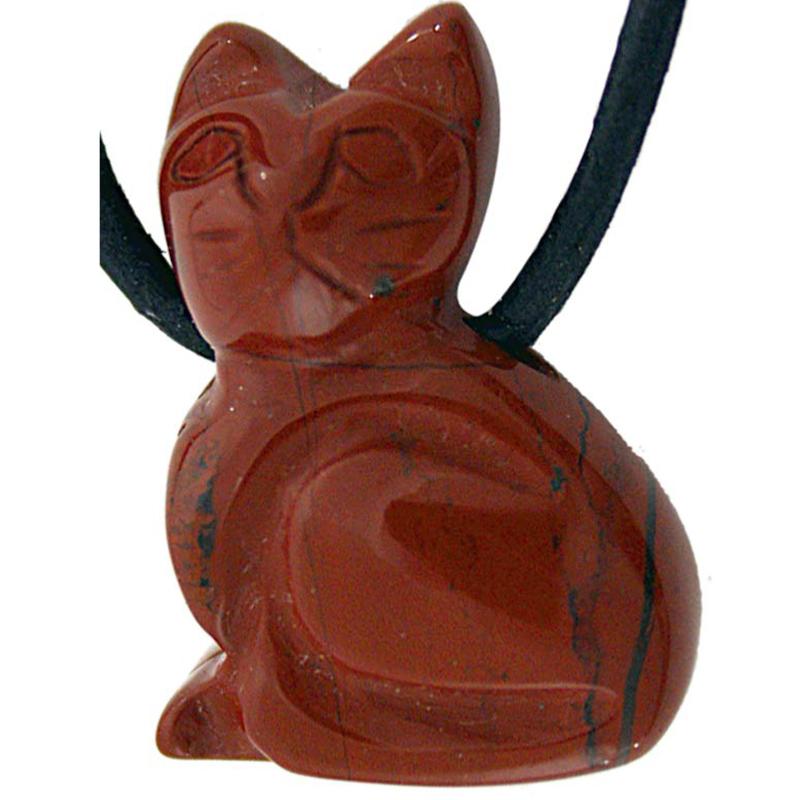 Pendentif chat 25mm jaspe rouge Afrique du Sud A