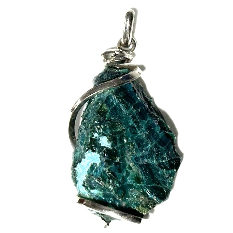 Pendentif Chrysocolle brute Pérou AA acier inoxydable