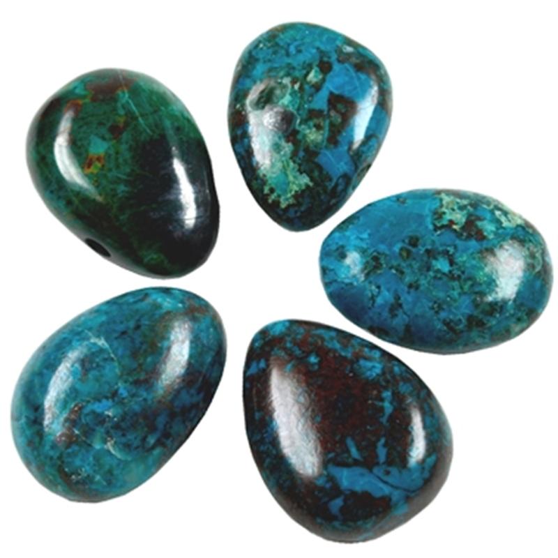 Pendentif Chrysocolle Pérou AAA (pierres trouée) + cordon