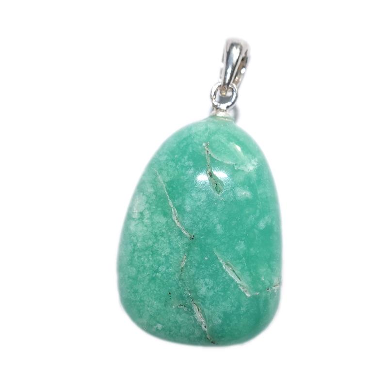 Pendentif chrysoprase Australie A pierre roulée boucle argent 925