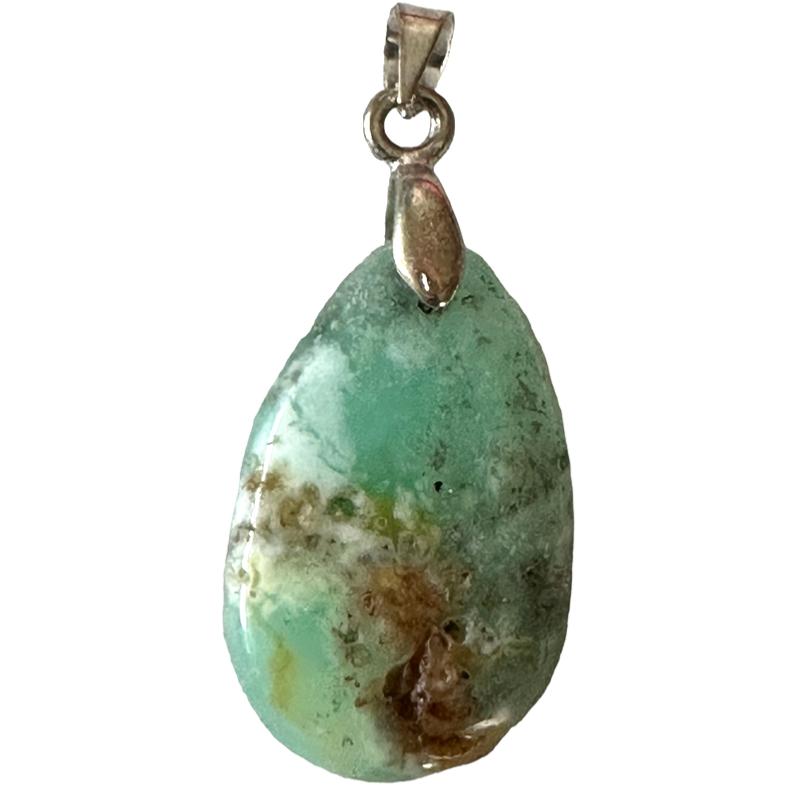 Pendentif chrysoprase Australie AB (pierre plate)