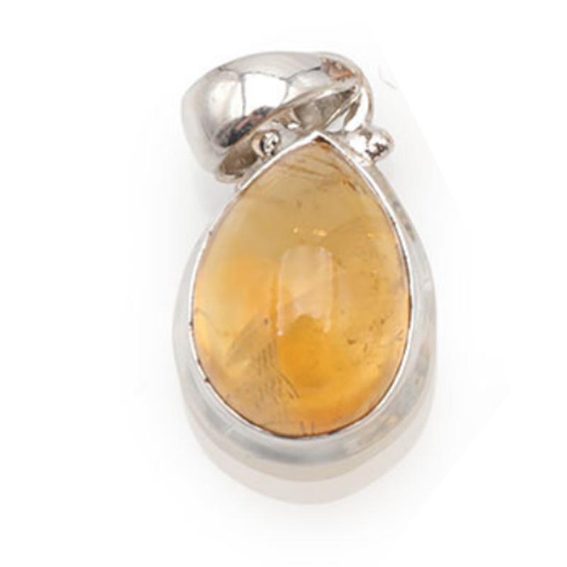 Pendentif citrine chauffée Brésil AAA argent 925