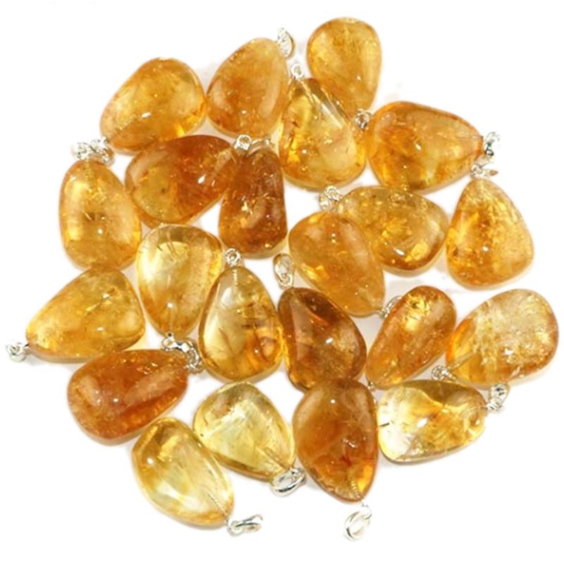 Pendentif citrine chauffée Brésil A pierre roulée boucle argent 925