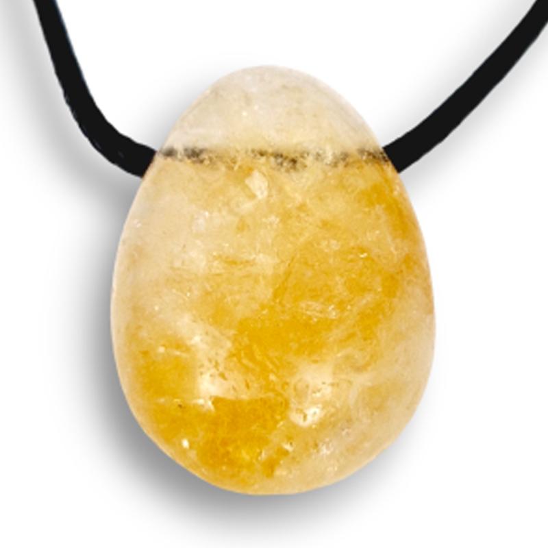 Pendentif citrine chauffée Brésil A (pierre trouée) + cordon