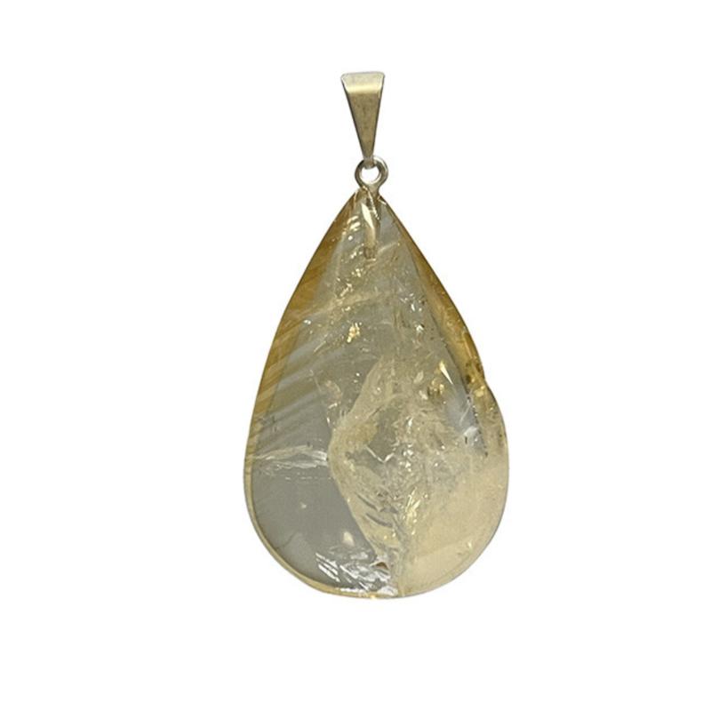 Pendentif citrine chauffée Brésil A goutte acier inoxydable