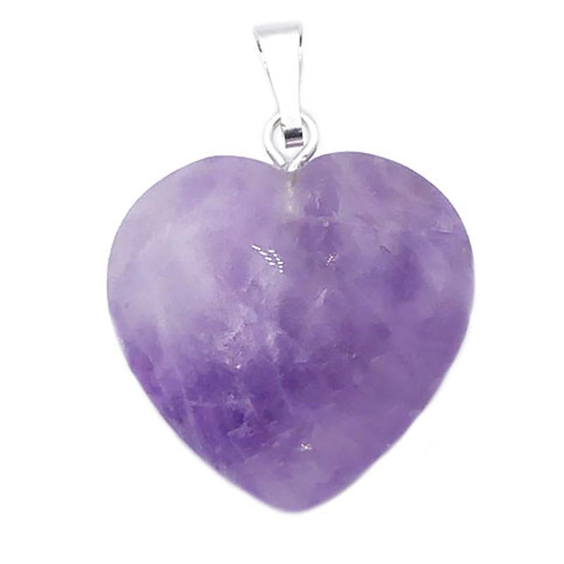 Pendentif coeur améthyste Brésil A acier inoxydable (20mm)