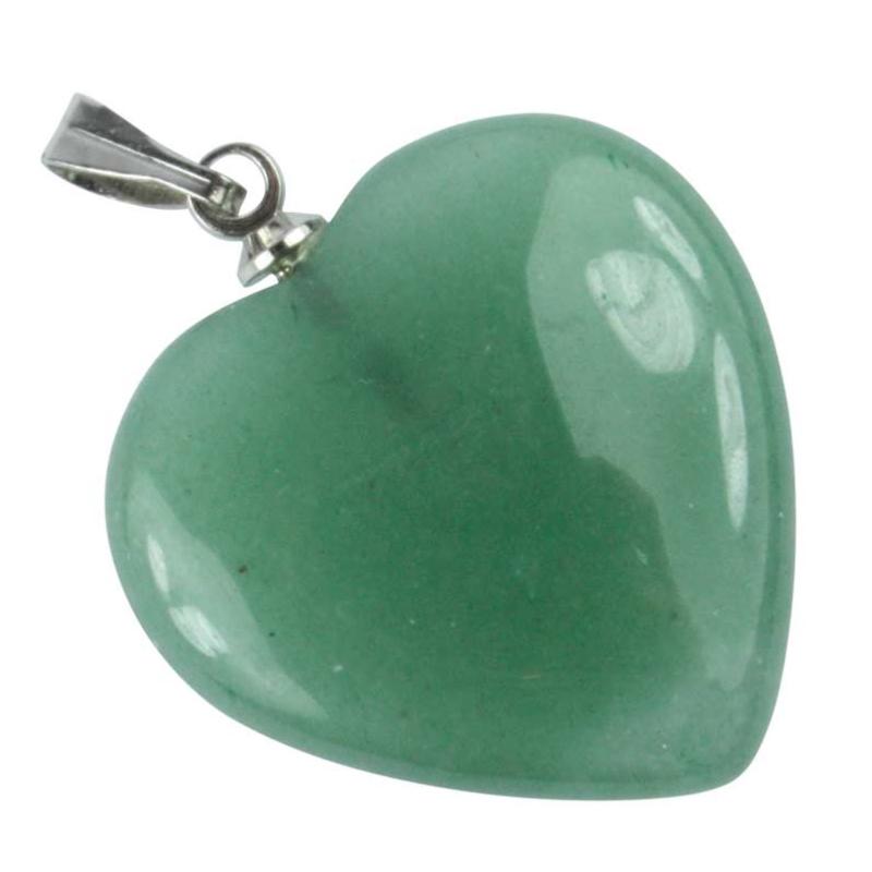 Pendentif coeur aventurine verte Brésil A acier inoxydable (20mm)