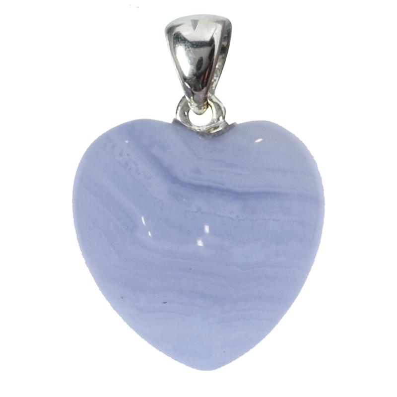 Pendentif coeur calcédoine Namibie AA bleue 20mm