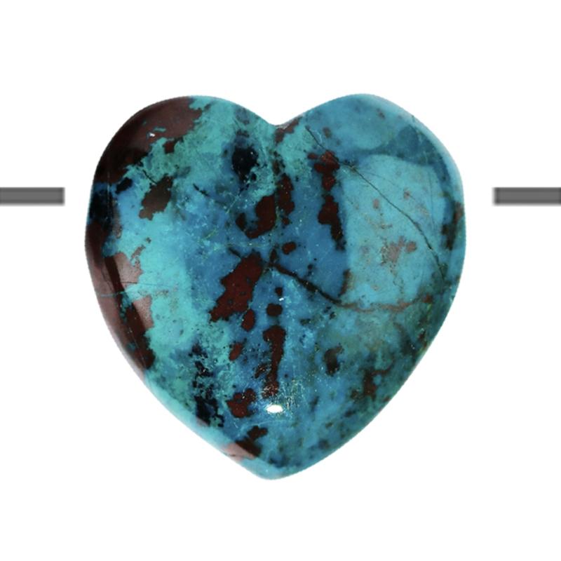 Coeur percé chrysocolle Extra 30mm + cordon