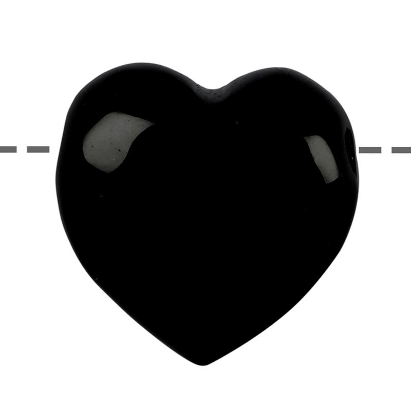 Coeur percé tourmaline noire Brésil A 35mm + cordon